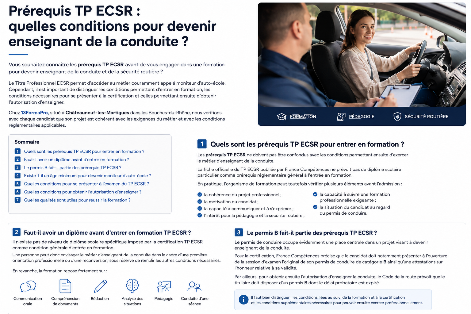 Prérequis TP ECSR à Marseille – conditions pour devenir enseignant de la conduite